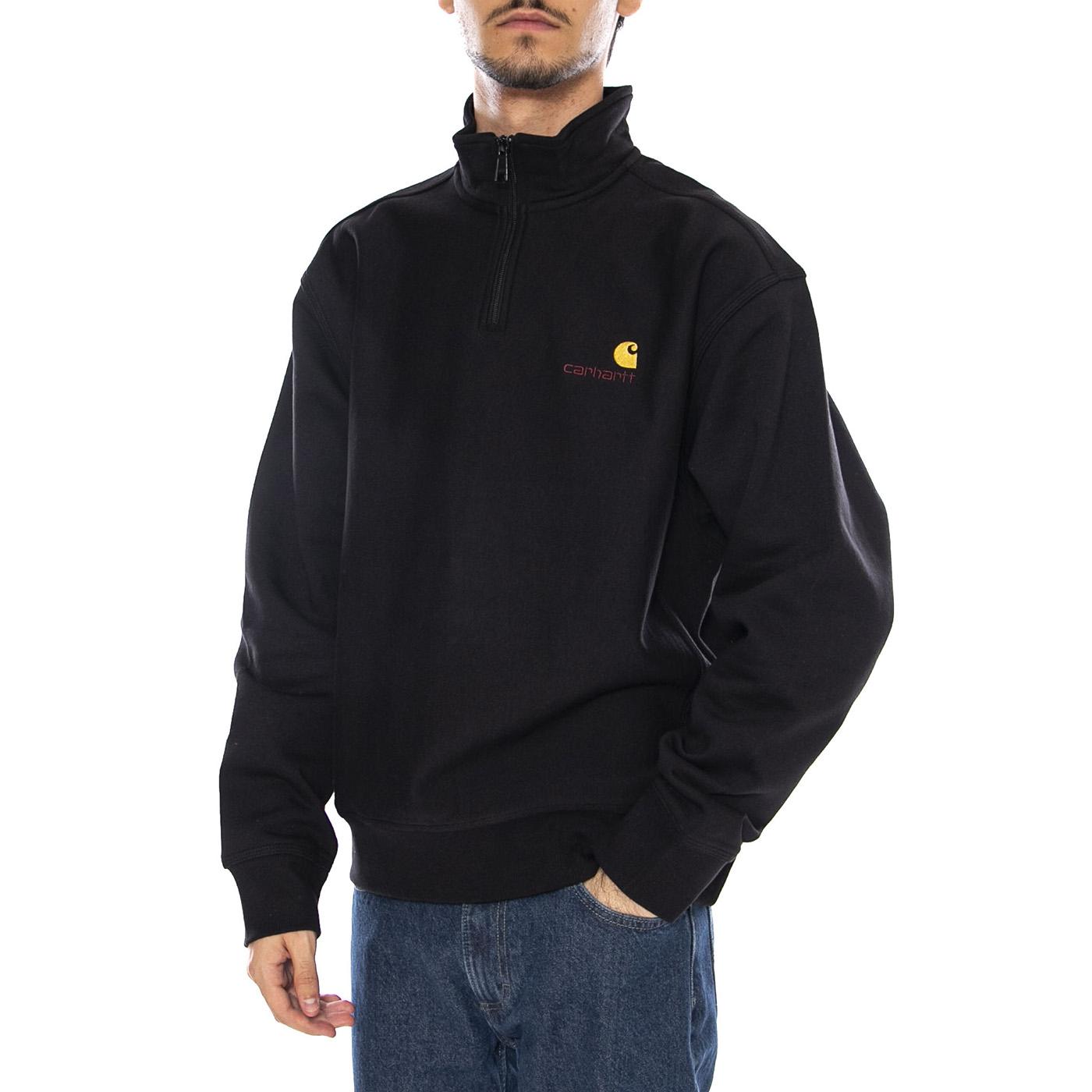 Half Zip American Script Sweat Black - Felpa Collo Alto con Zip Nera I027014.89XX . CARHARTT WIP 