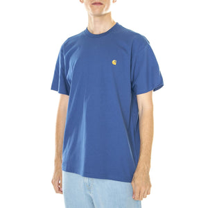 M' S/S Chase T-Shirt Liberty / Gold - Maglietta Girocollo Uomo Blu 287159_1  CARHARTT WIP 