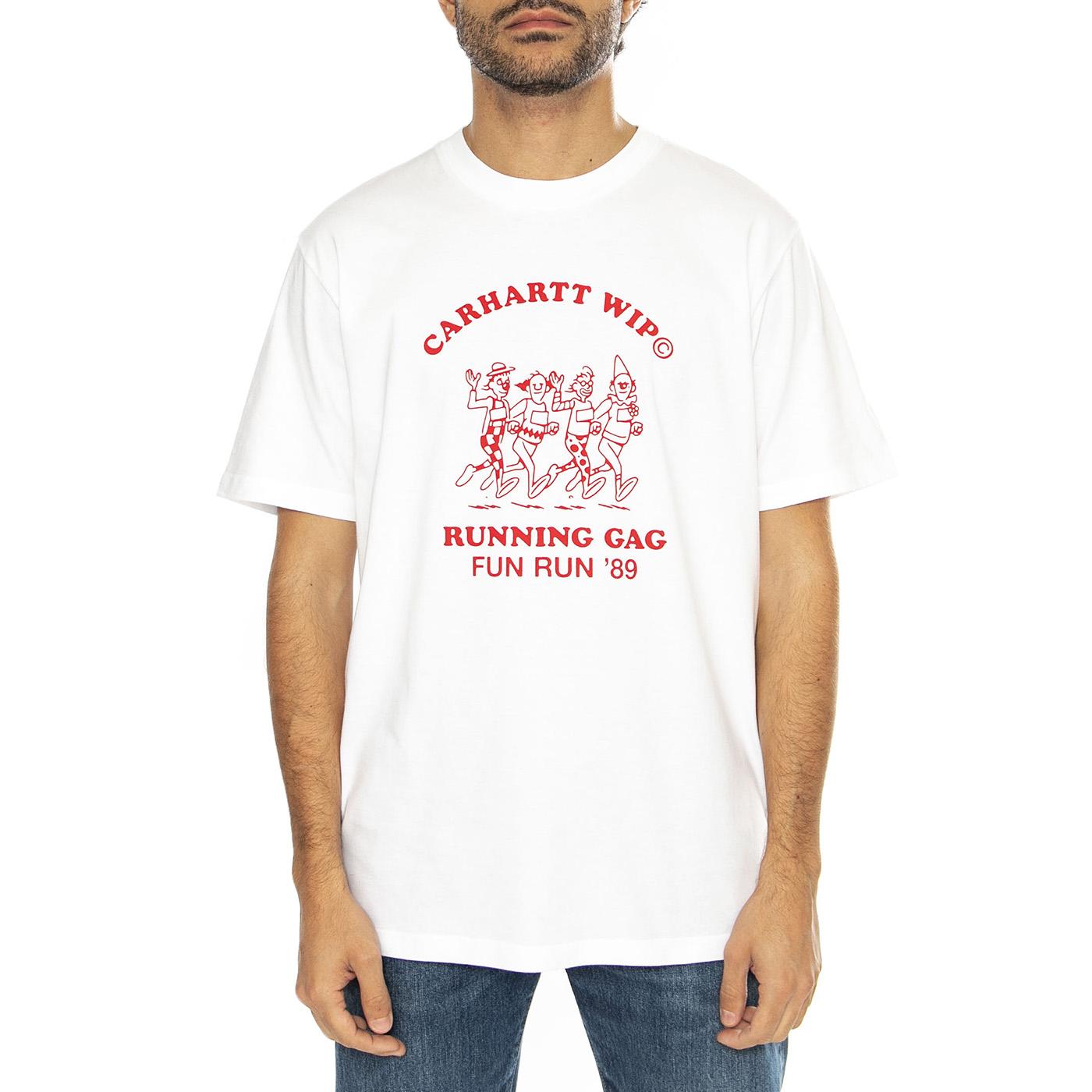 S/S Fun Run T-Shirt White / Red - Maglietta Girocollo Uomo Bianca I033986.1WZXX  CARHARTT WIP 