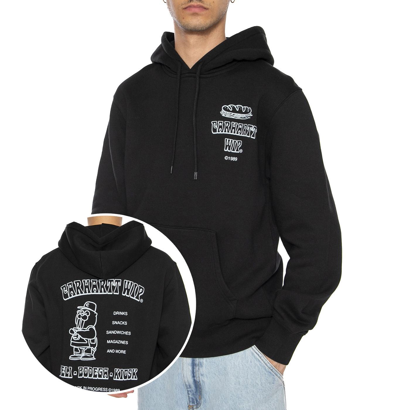 Hooded Sandwich Sweat Black / Blue Fog - Felpa Uomo Nera I035277.36AXX  CARHARTT WIP 