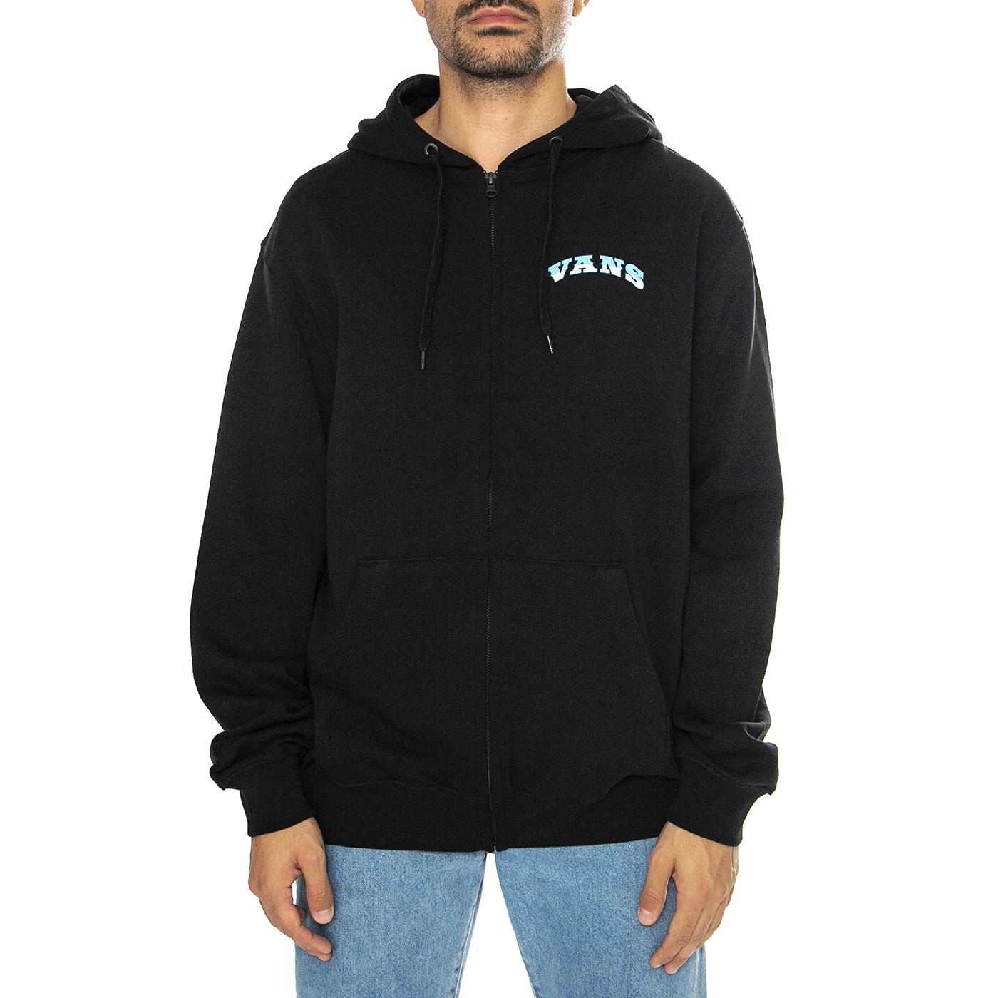 True Waves Classic Ft Full Zip Black - Felpa con Zip e Cappuccio Uomo Nera VN000KJ1BLK1  VANS 