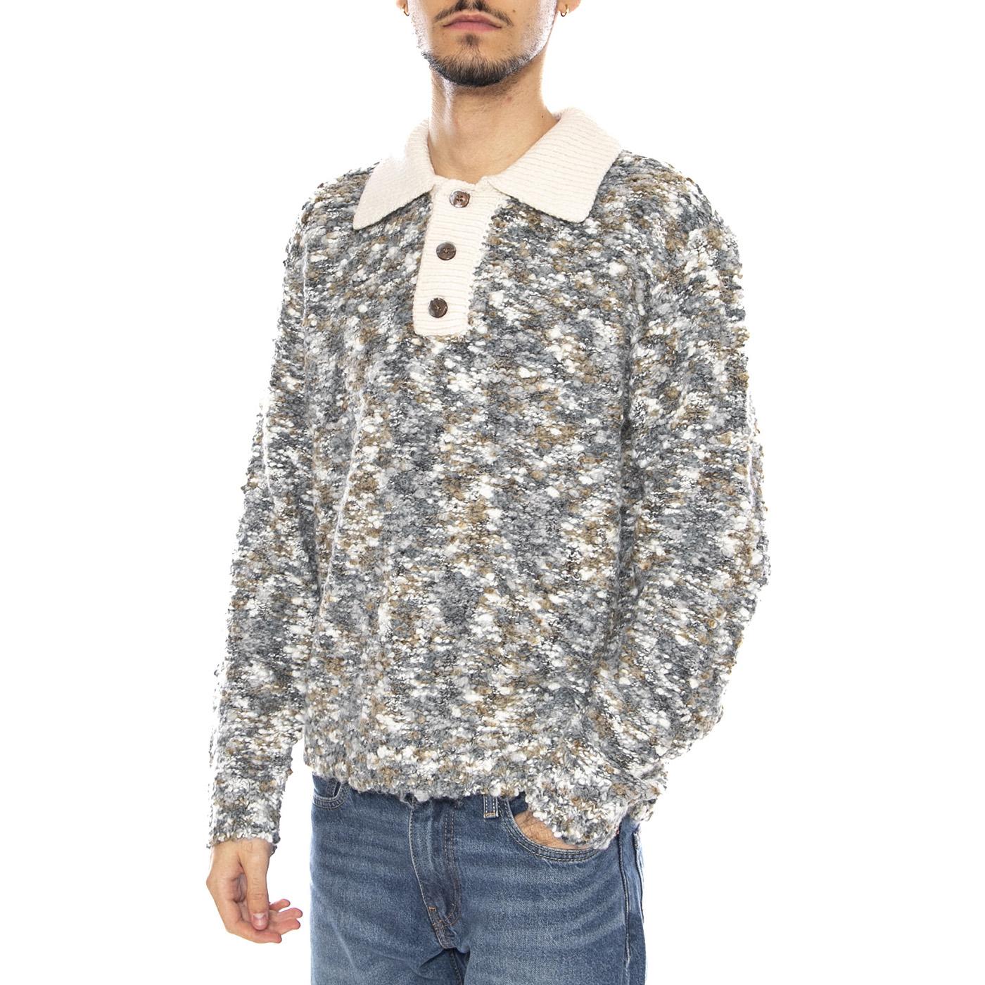 Reuben Sweater Polo Grey / Multi -- Polo a Maniche Lunghe Uomo Grigio / Multicolore 151000096 GYM OBEY 