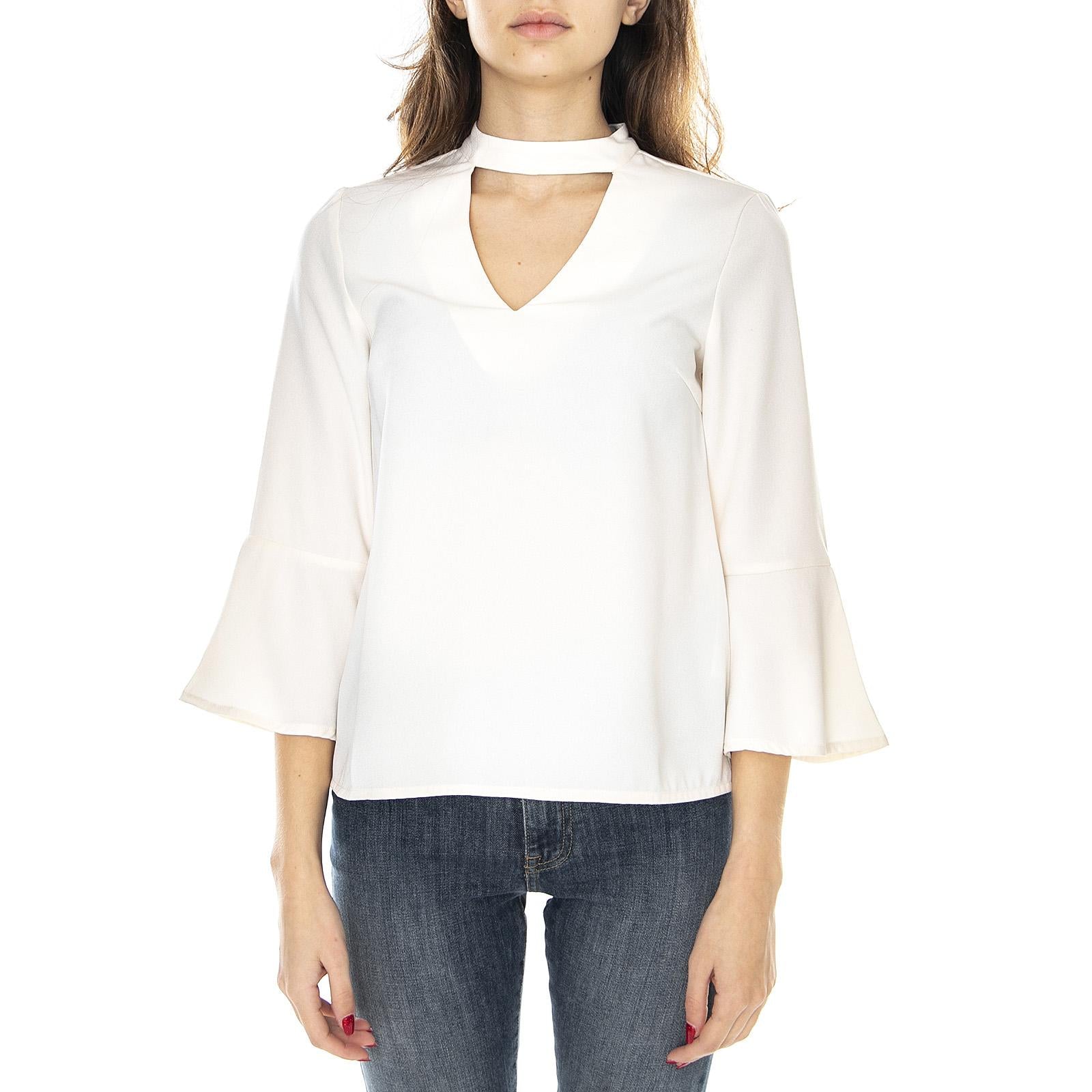 Chiara 3/4 Choker T-Shirt - Pristine White - Maglietta Girocollo Donna Bianca 10191085-Nessuno  VERO MODA 