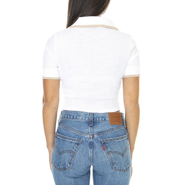 Go Jhonny Collar SS Top Pure White - Maglietta Donna Bianca W3YP33KBUJ0-G011  GUESS ORIGINALS 