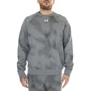 UA Rival Fleece Printed Crew Grey Sweat - Felpa Girocollo Uomo Grigia 77-1379756-25  UNDER ARMOUR 