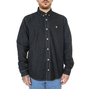 L/S Weldon Shirt Black Stone Washed - Camicia Uomo Nera I031928-8906  CARHARTT WIP 
