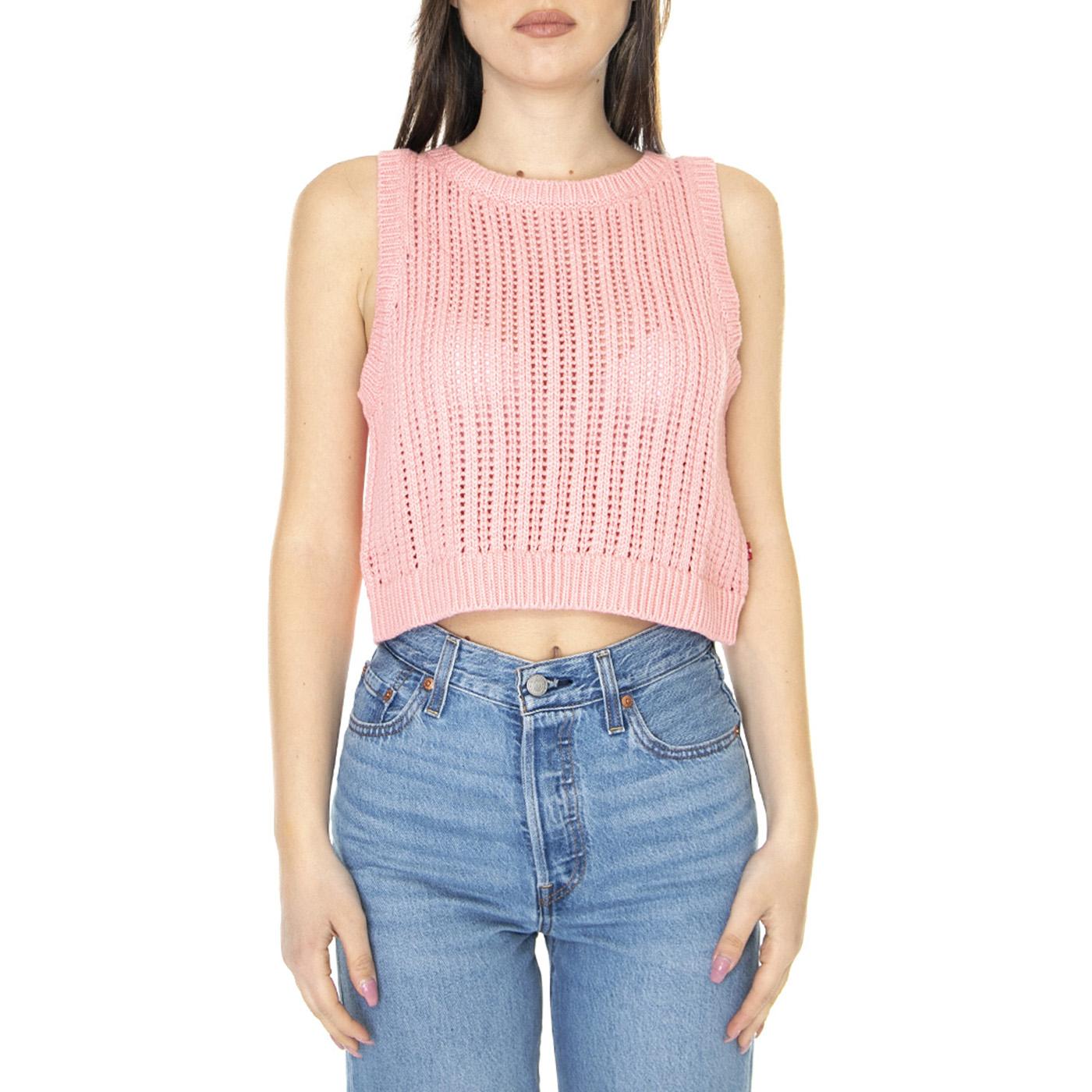 W' Baby Blue Sweater Vest Quartz Pink Red - Smanicato in Maglia Donna Rosa A4247-0000  LEVIS 