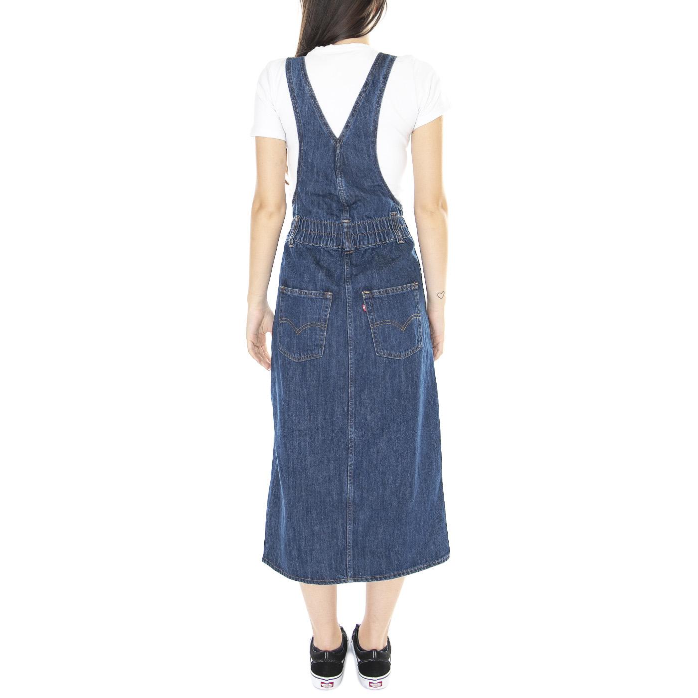 W' Lexie Skirthall Indigo Stonewash - Salopette  Gonna Donna Denim Jeans Blu A4598-0000  LEVIS 