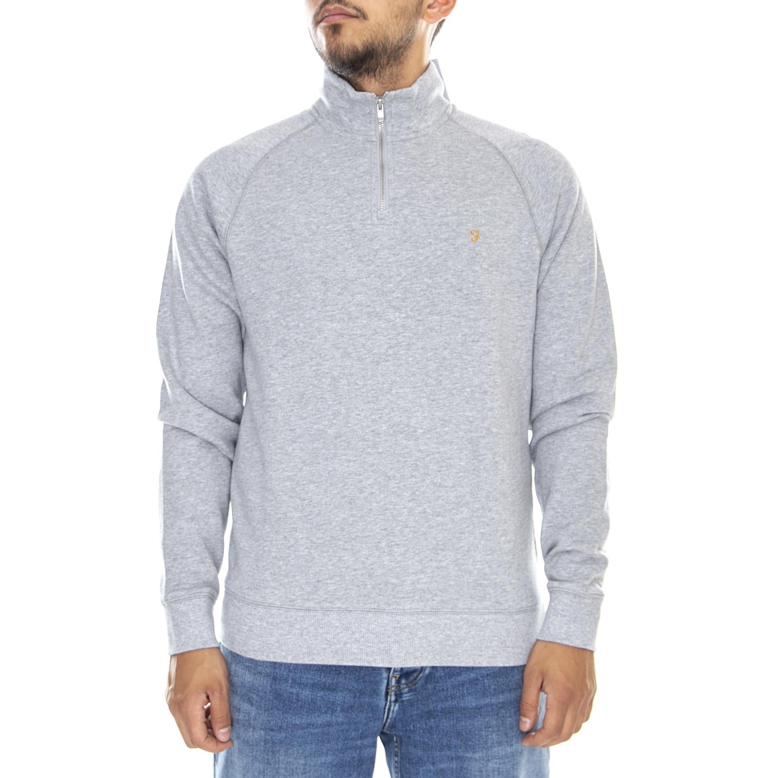 Mens Jim 1/4 Zip Light Grey Mock-Neck Sweatshirt F4KS80H3-042  FARAH 
