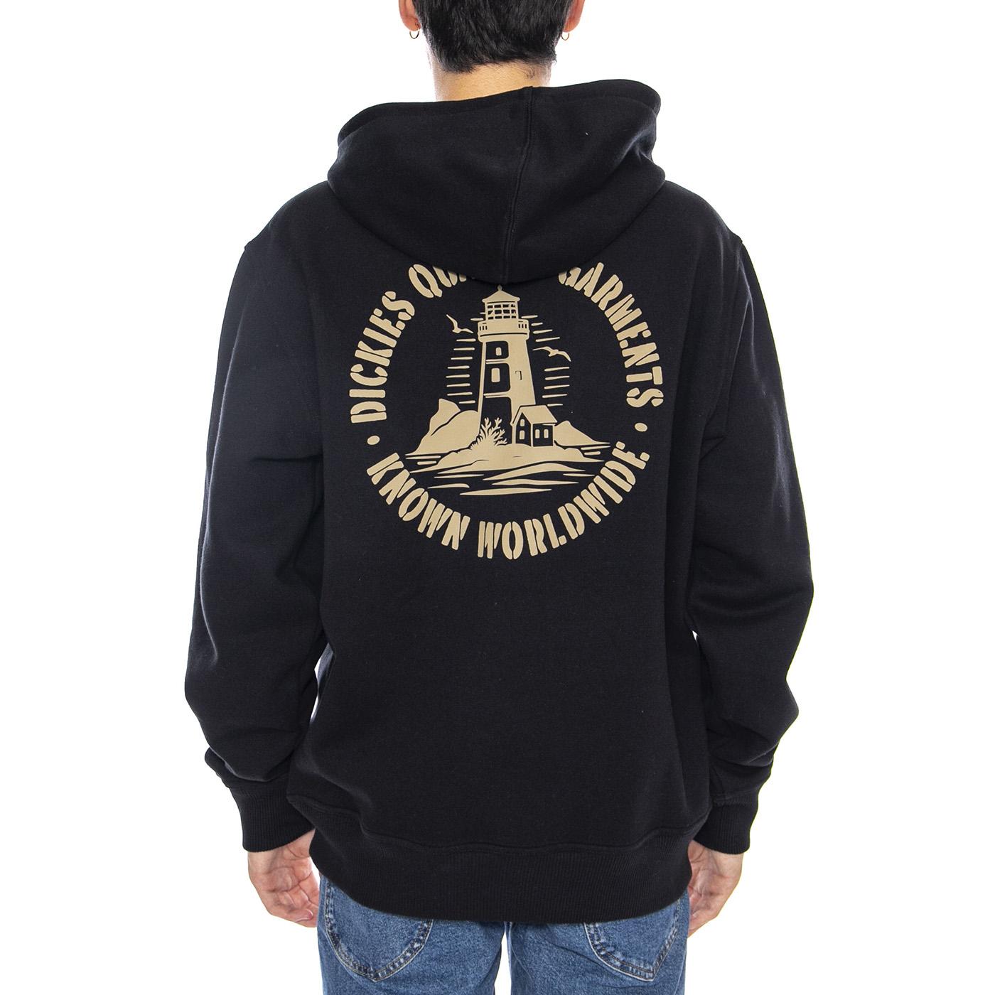 Parrotsville Hoodie Black - Felpa con Cappuccio Uomo Nera DK0A87NRBLK1 . DICKIES 