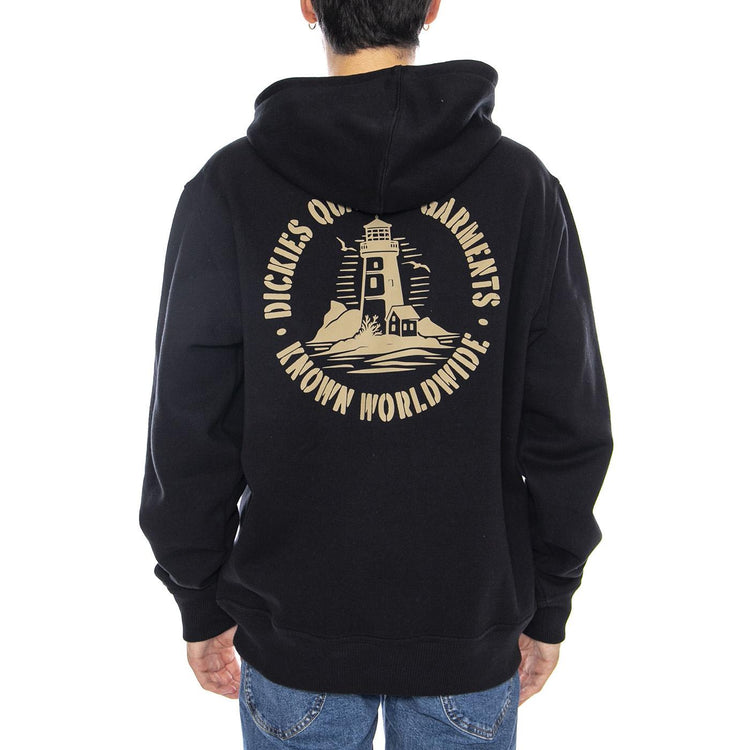 Parrotsville Hoodie Black - Felpa con Cappuccio Uomo Nera DK0A87NRBLK1 . DICKIES 