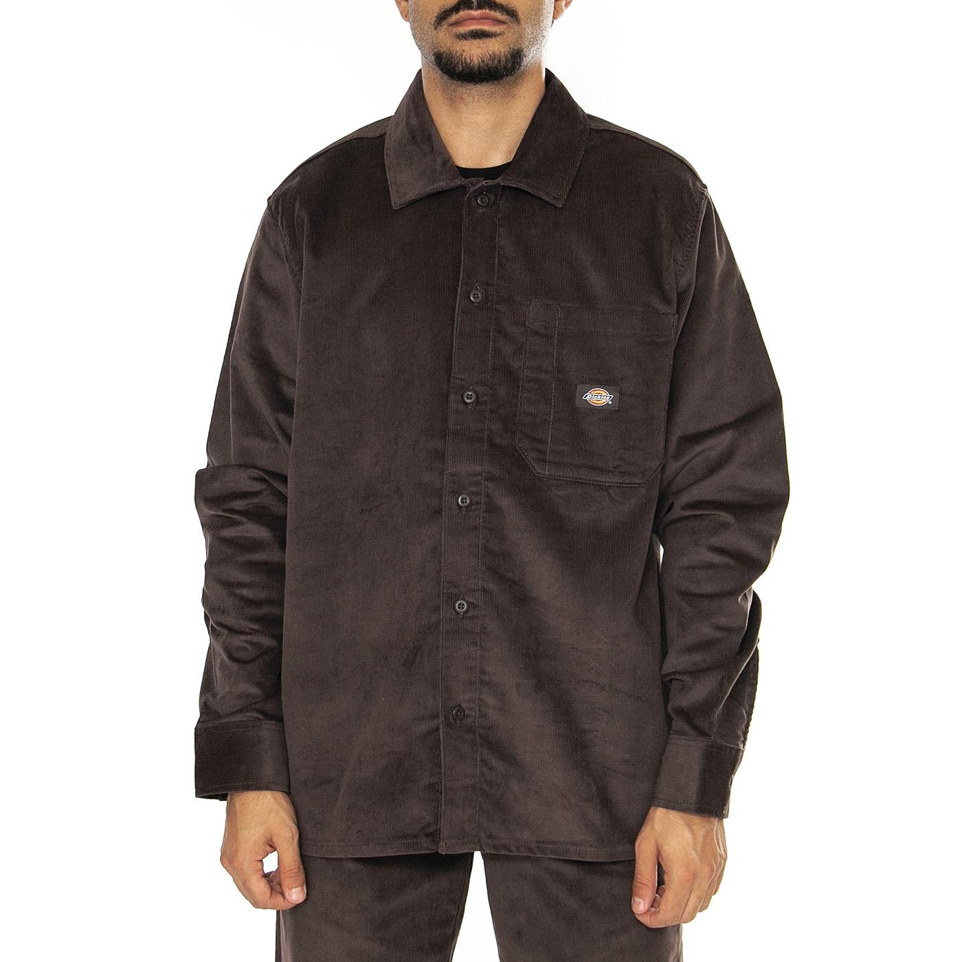 Corduroy Shirt LS Chocolate Brown - Camicia in Velluto Uomo Marrone DK0A86520CB1  DICKIES 