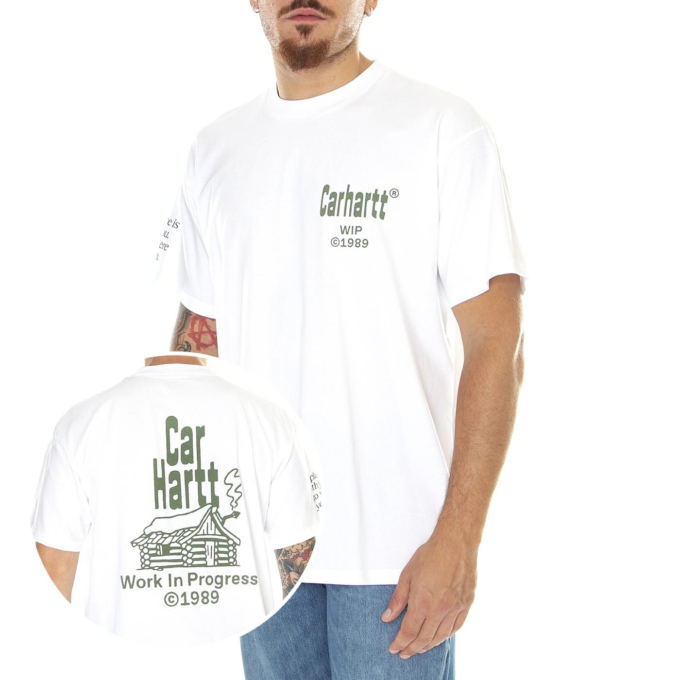 S/S Home T-Shirt White / Dollar Green - Maglietta Girocollo Uomo Bianca I032398.1LFXX  CARHARTT WIP 