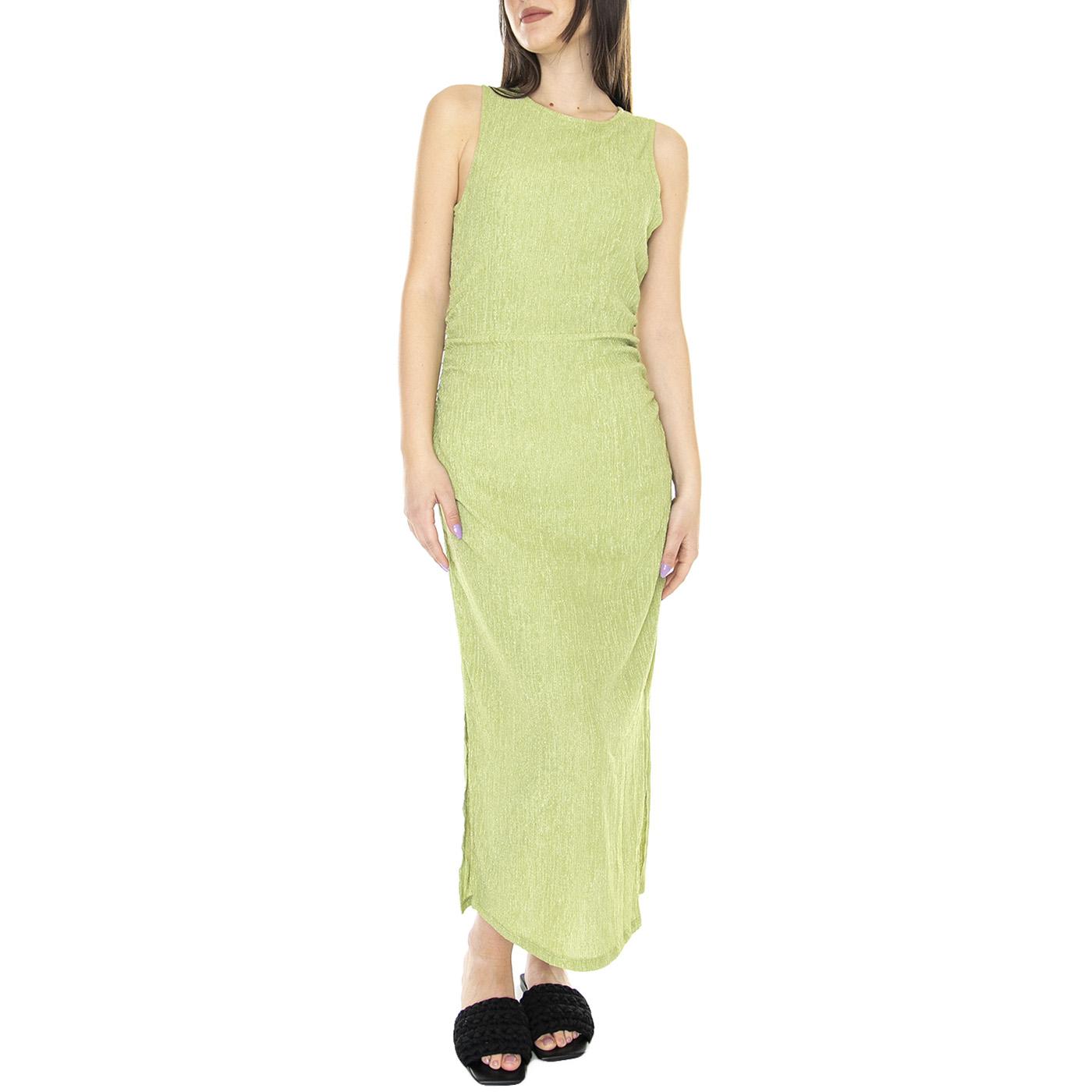 Vestido Midi en Tejido Arrugado Verde - Abito Donna Verde 31W/11261  WILD PONY 