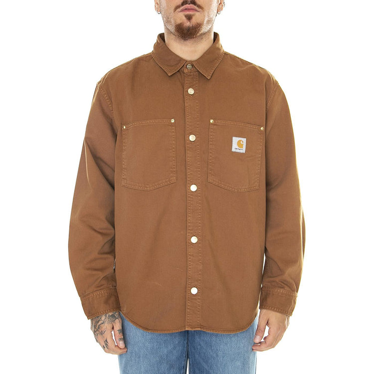 Derby Shirt Jac Hamilton Brown / Garment Dyed - Giacca Smanicata Invernale Uomo Marrone I032111.HZGD  CARHARTT WIP 