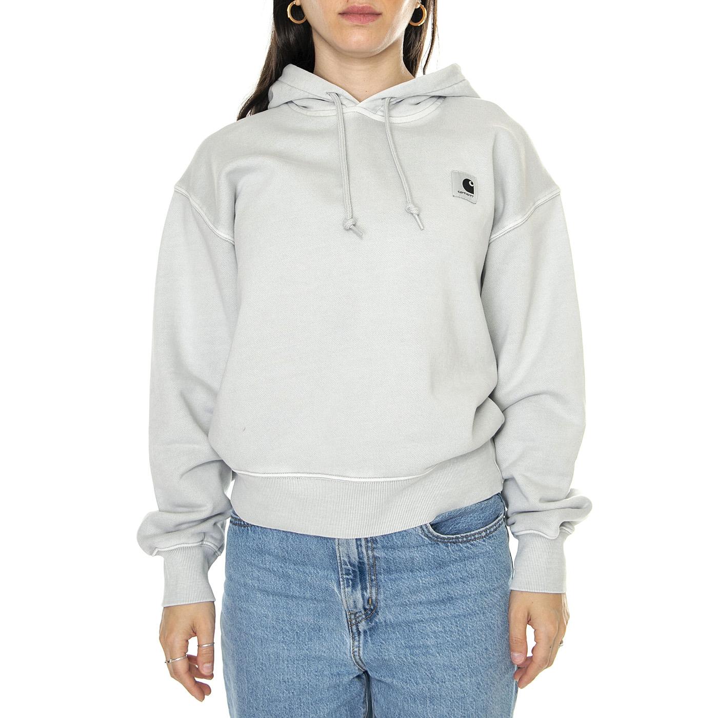 W' Hooded Nelson Sweat Sonic Silver /garment dyed - Felpa con Cappuccio Donna Grigia I032741.1YEGD  CARHARTT WIP 