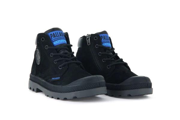 Pampa Hi Cuff Wp Oz Black / Black - Scarpe Stringate Profilo Alto Bambini Nere PAK57216-010-M  PALLADIUM 