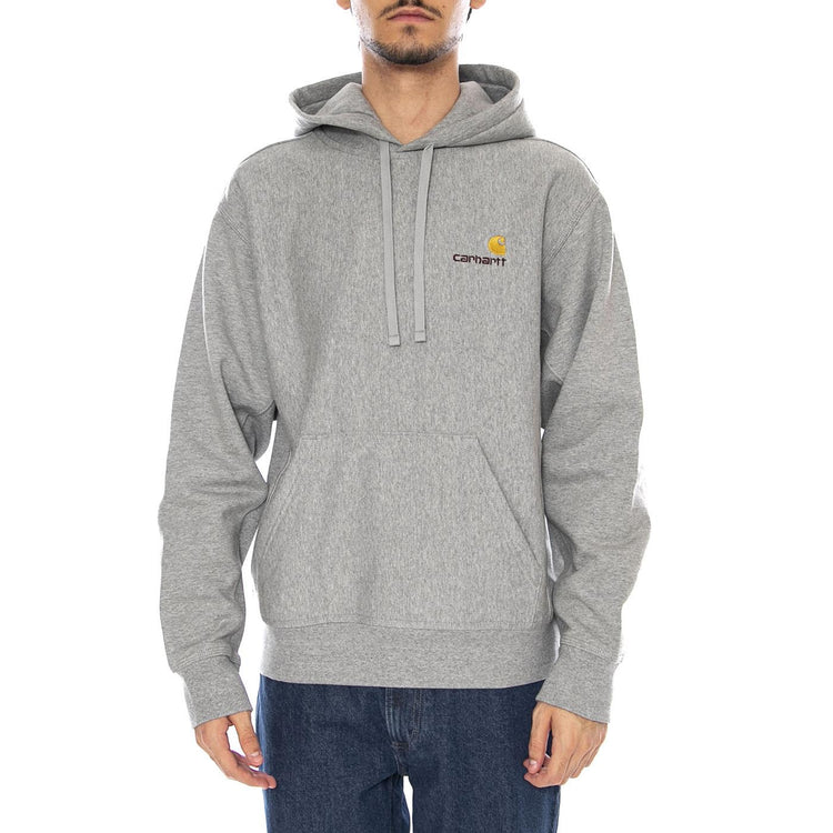 Hooded American Script Sweat Grey Heather - Felpa con Cappuccio Uomo Grigia I028279.V6XX . CARHARTT WIP 