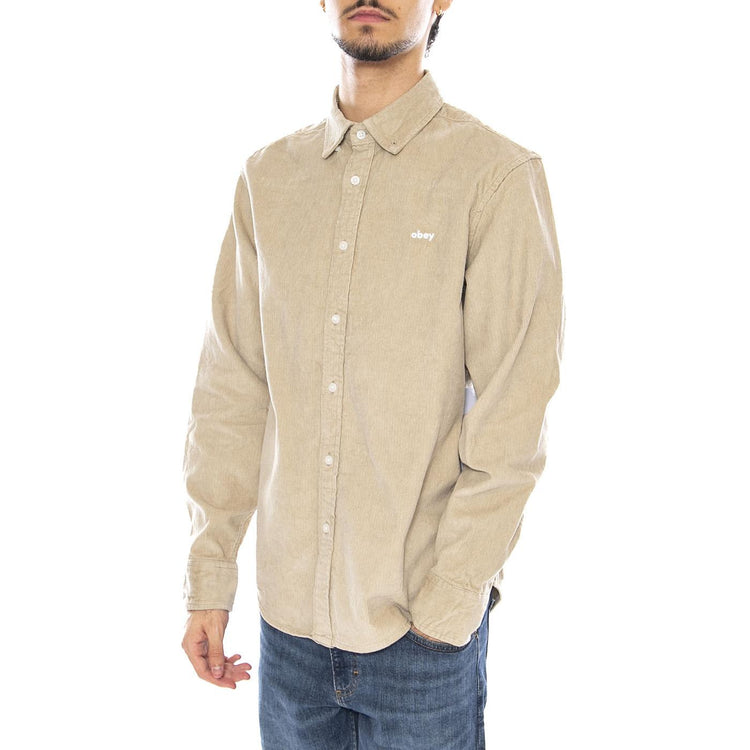 Grafton Cord Woven Abbey Stone Shirt - Camicia Uomo Beige 181200399 ABS OBEY 