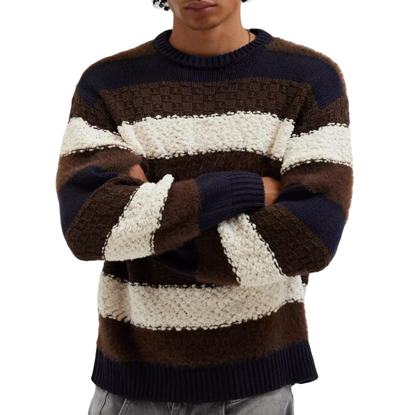 CHARLES CREWNECK SWEATER BROWN MULTI - Maglione Girocollo Uomo Marrone / Multicolore 151000092 BWM OBEY 