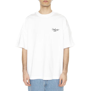 S/S Signature Script T-Shirt White / Black - Maglietta Girocollo Uomo Bianca I033828.00AXX . CARHARTT WIP 