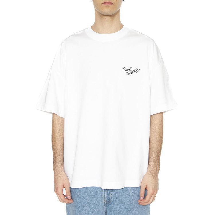 S/S Signature Script T-Shirt White / Black - Maglietta Girocollo Uomo Bianca I033828.00AXX . CARHARTT WIP 