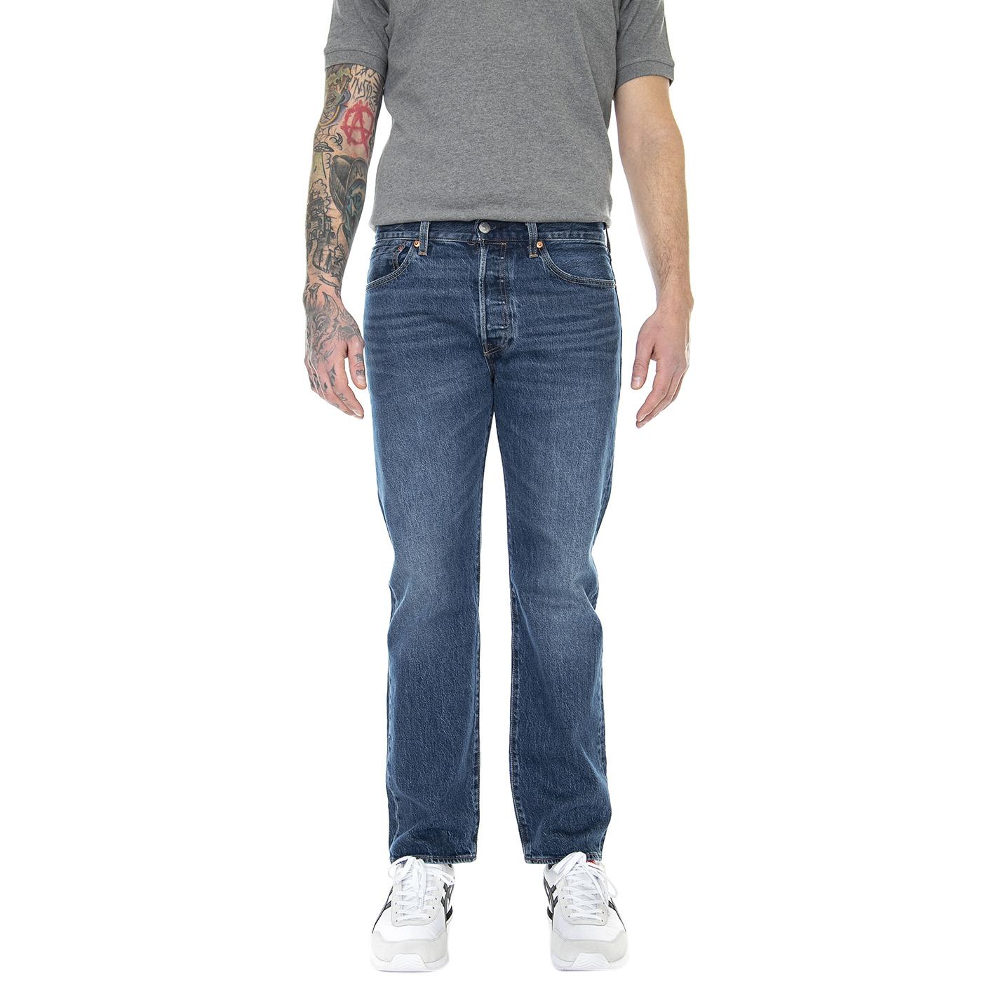 501 Levi's Original Her Eyes Dark Indigo Worn In - Pantaloni Denim Jeans Uomo Blu 00501-3249 . LEVIS 