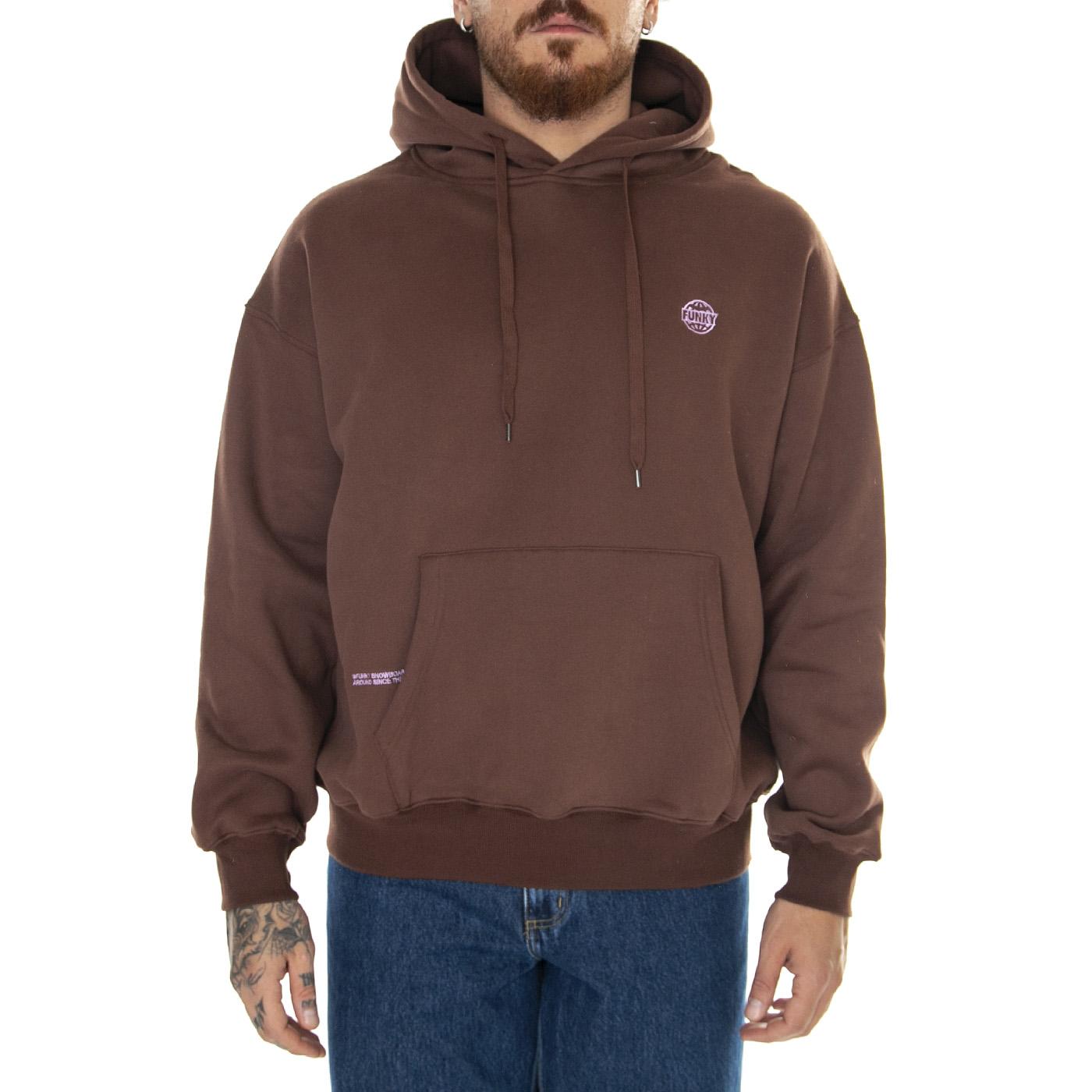 Logo Embroidery Hoodie Brown - Felpa con Cappuccio Uomo Marrone Logo Embroidery Hoodie Brown  FUNKY 