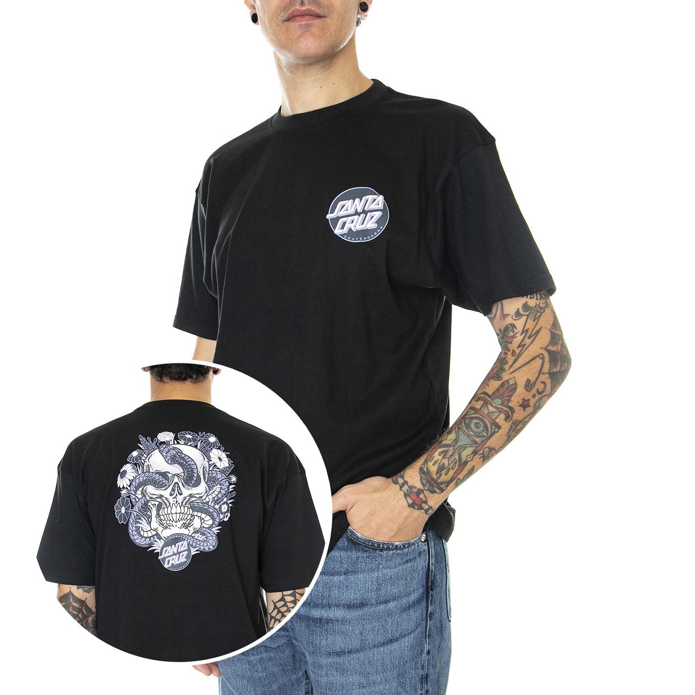 Botanic Skull T-Shirt Black - Maglietta Girocollo Uomo Nera SCA-TEE-8416  SANTA CRUZ 