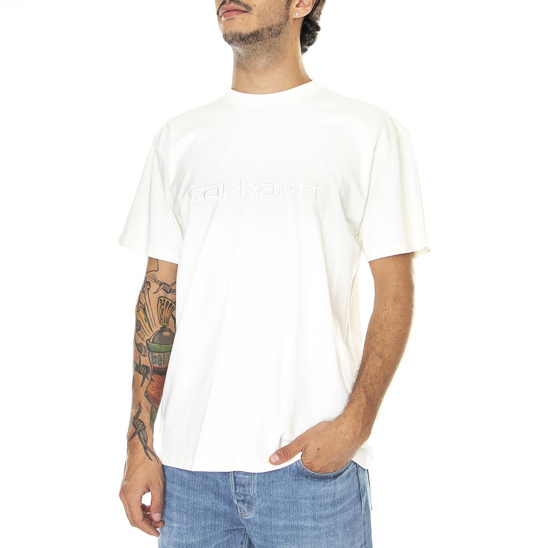 S/S Duster T-Shirt Wax garment dyed - Maglietta Girocollo Uomo Bianca I030110-D6GD  CARHARTT WIP 