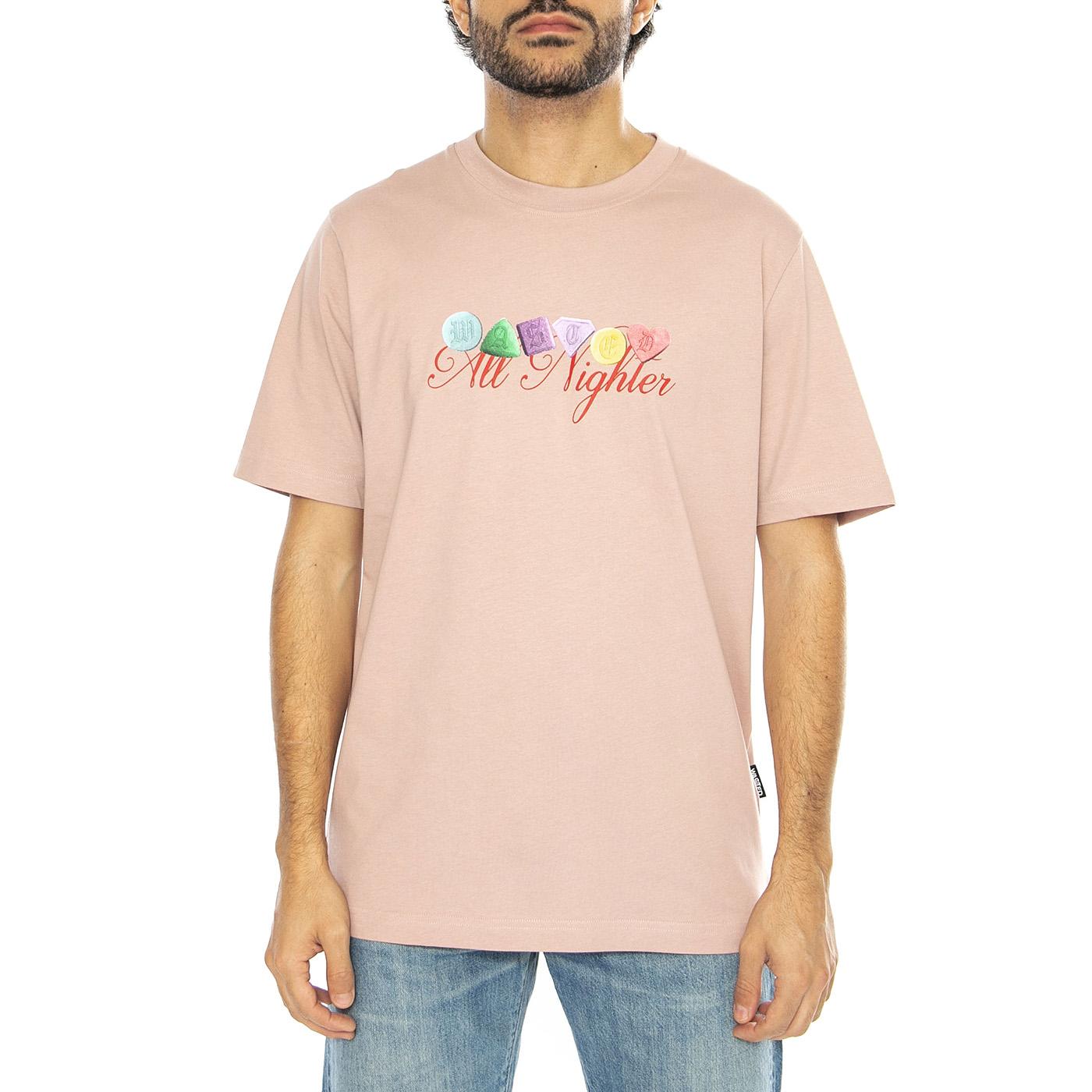 T-Shirt Nighters Woodrose - Maglietta Girocollo Uomo Rosa T-SHIRT NIGHTERS - WOODROSE  WASTED PARIS 