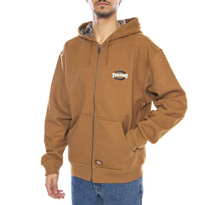 THRASHER x DICKIES Zip Through Brown Duck - Felpa con Cappuccio Uomo Marrone DK0A887J0BD1  DICKIES 