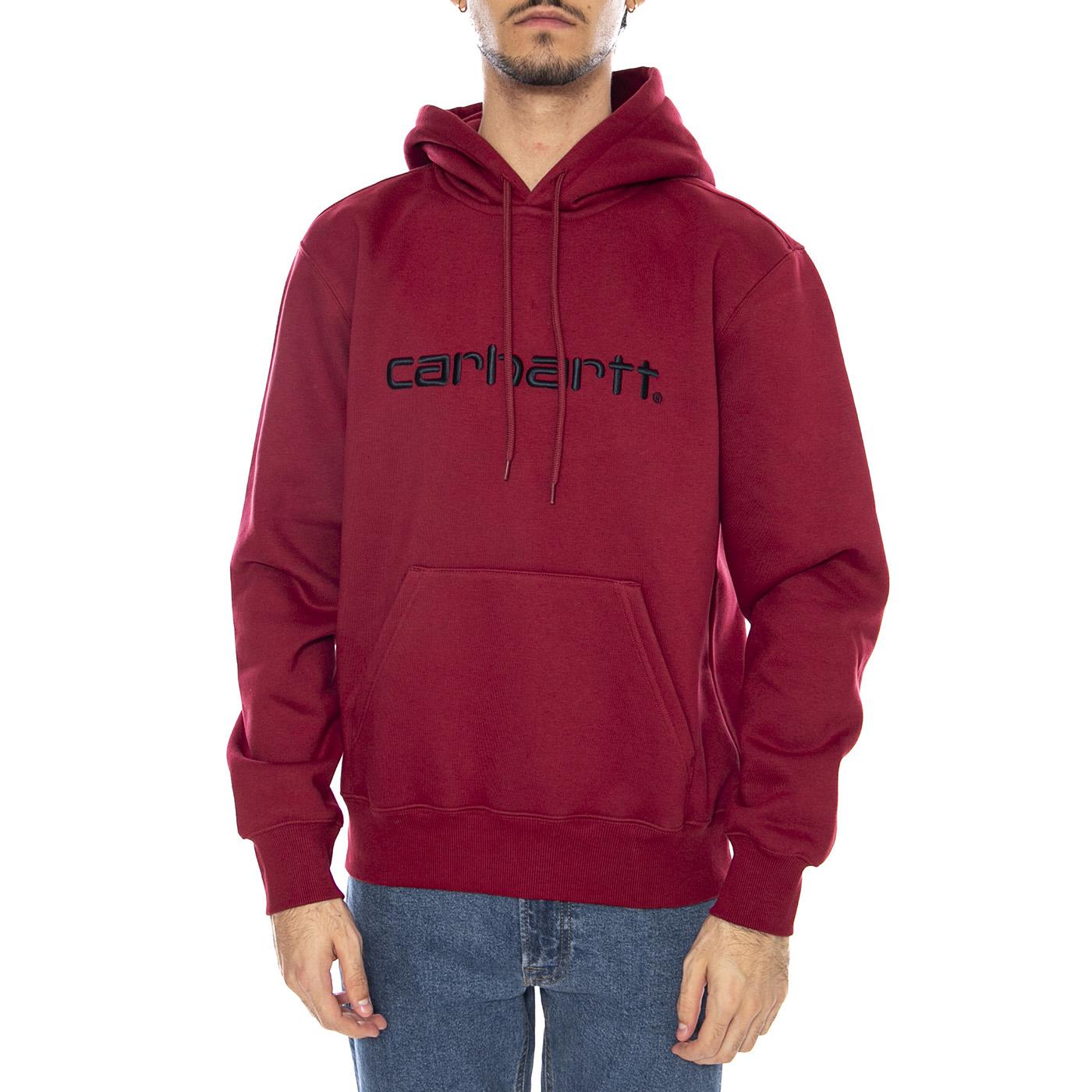 Hooded Carhartt Sweat Scarlet / Graphite - Felpa con Cappuccio Uomo Bordeaux I030547.38FXX . CARHARTT WIP 