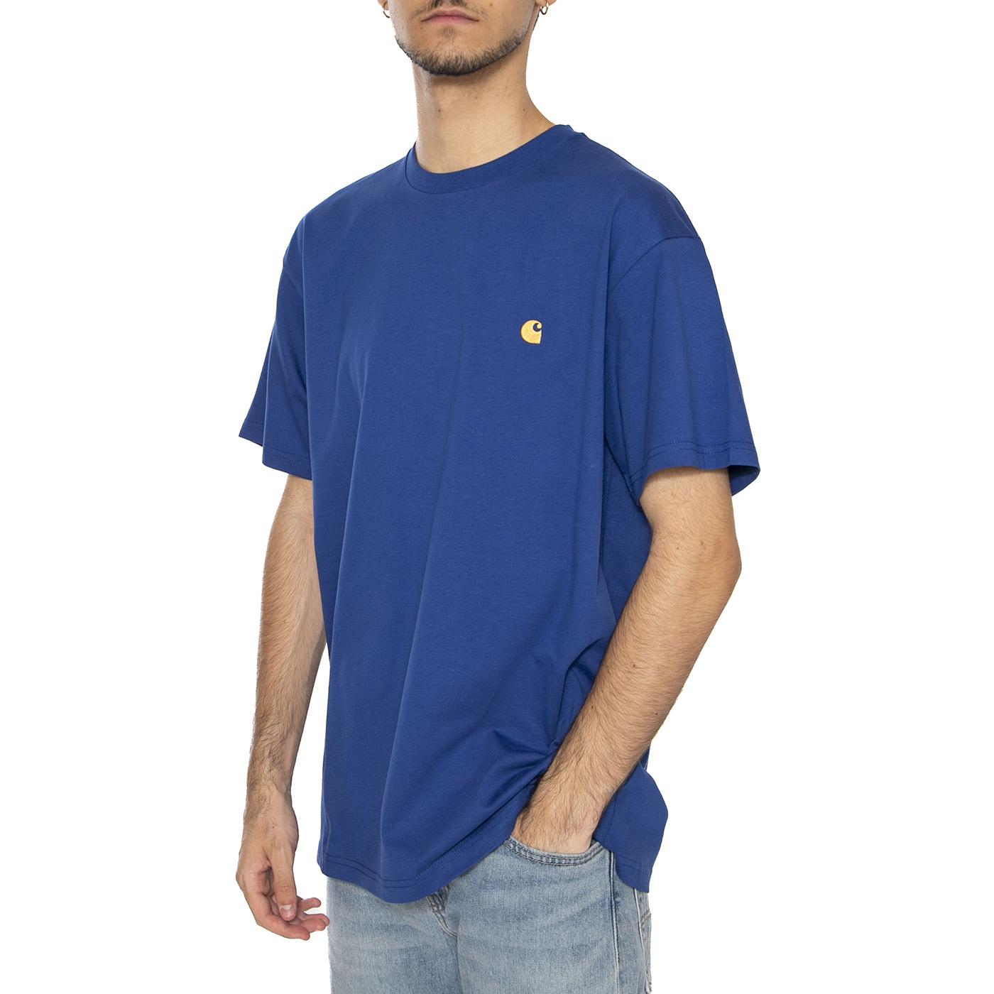 S/S Chase T-Shirt Wolfsbane / Gold - Maglietta Girocollo Uomo Blu I026391.30XXX . CARHARTT WIP 
