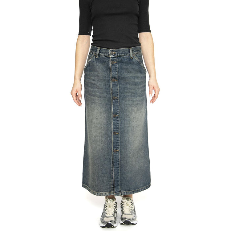 W' Marvin Skirt Blue - Gonna Longuette Denim Jeans Blu I034647.014Q  CARHARTT WIP 