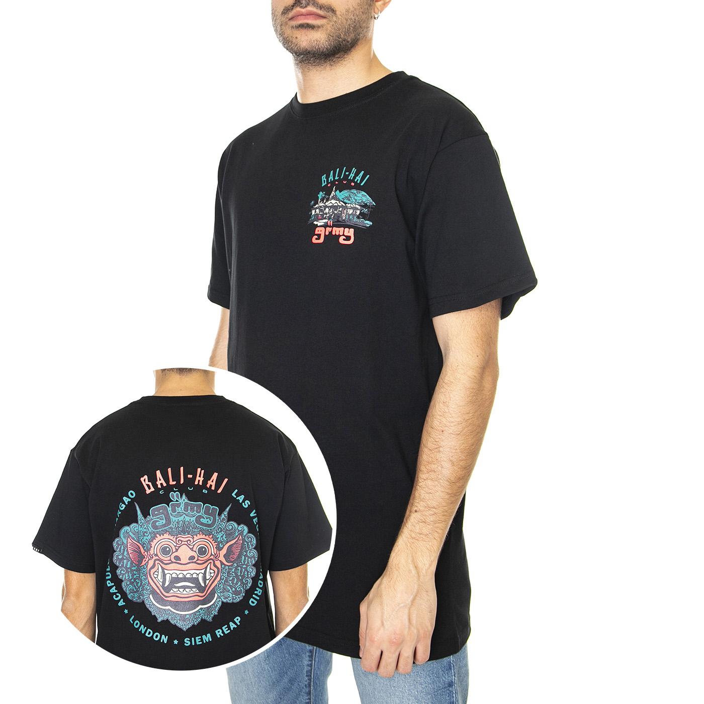 The Bali-Hai Regular Tee Black - Maglietta Girocollo Uomo Nera GA665-BLK  GRIMEY 