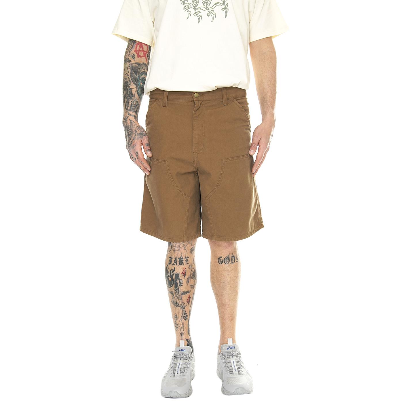 Double Knee Short Hamilton Brown /rinsed - Bermuda Uomo Marroni I033118.HZ02  CARHARTT WIP 