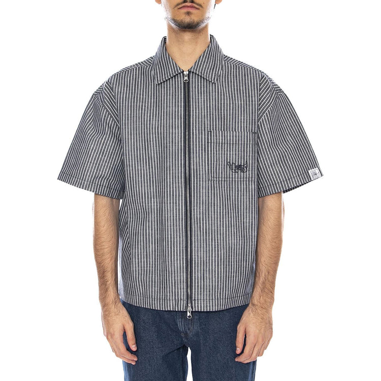 Raw Instinct Shirt Navy -- Camicia Maniche Corte con Zip Blu VN000R97 D3A1 VANS 