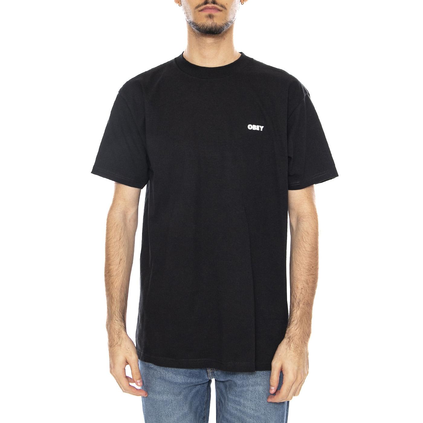 Obey Icon Stencil Flame Tee -- Maglietta Girocollo Uomo Nera 165264048 BLK OBEY 