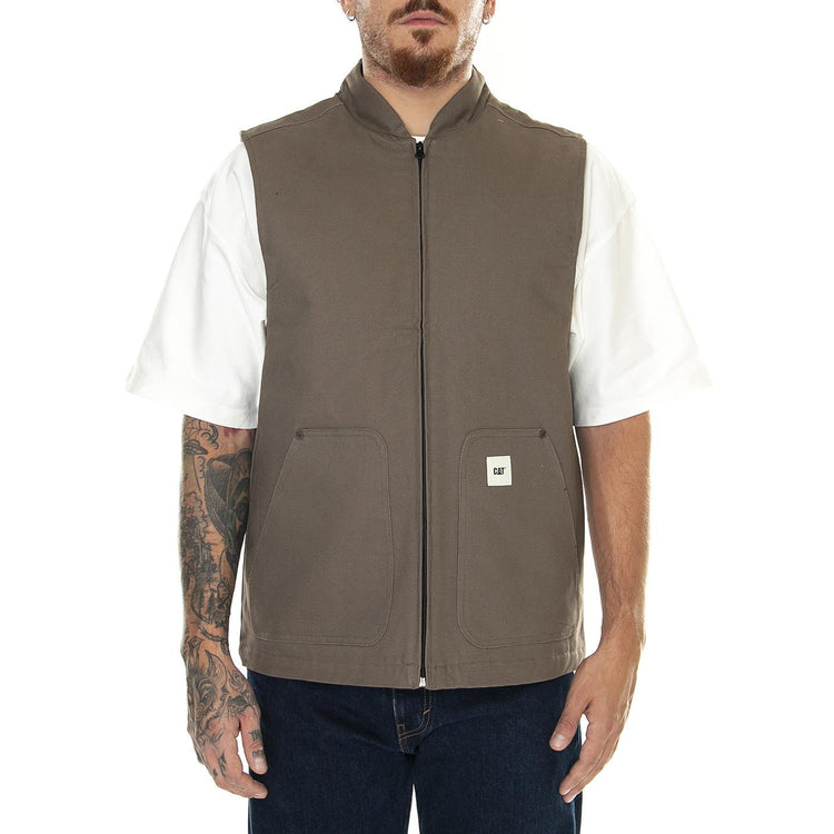 M' Canvas Vest Olive - Giacca Smanicata Invernale Uomo Marrone 6040062-11067  CAT 