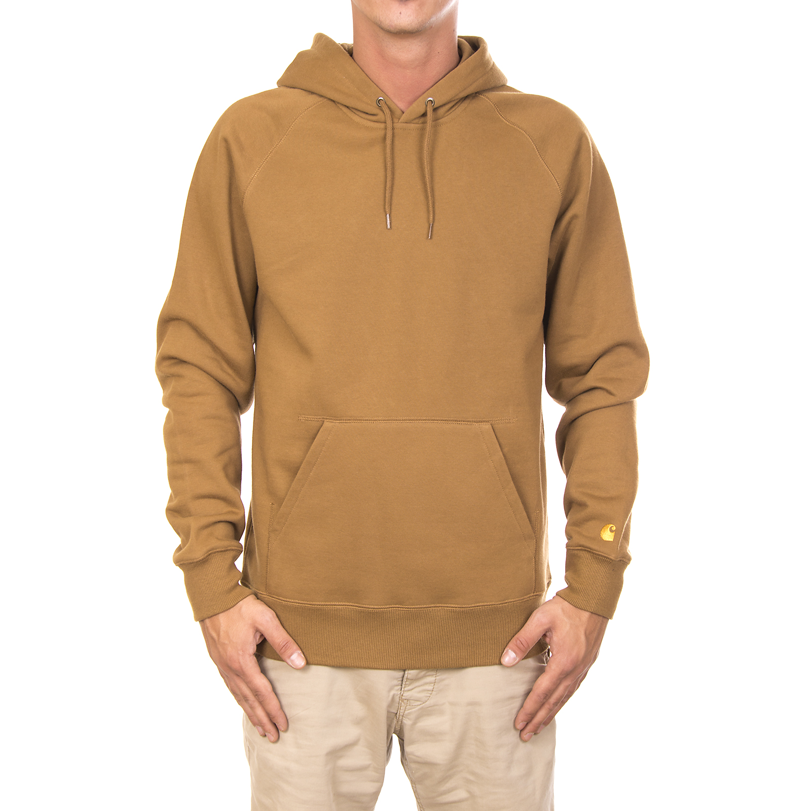 Carhartt Sweatshirts Man Hooded Chase Sweatshirt Hamilton Brown / Gold ...